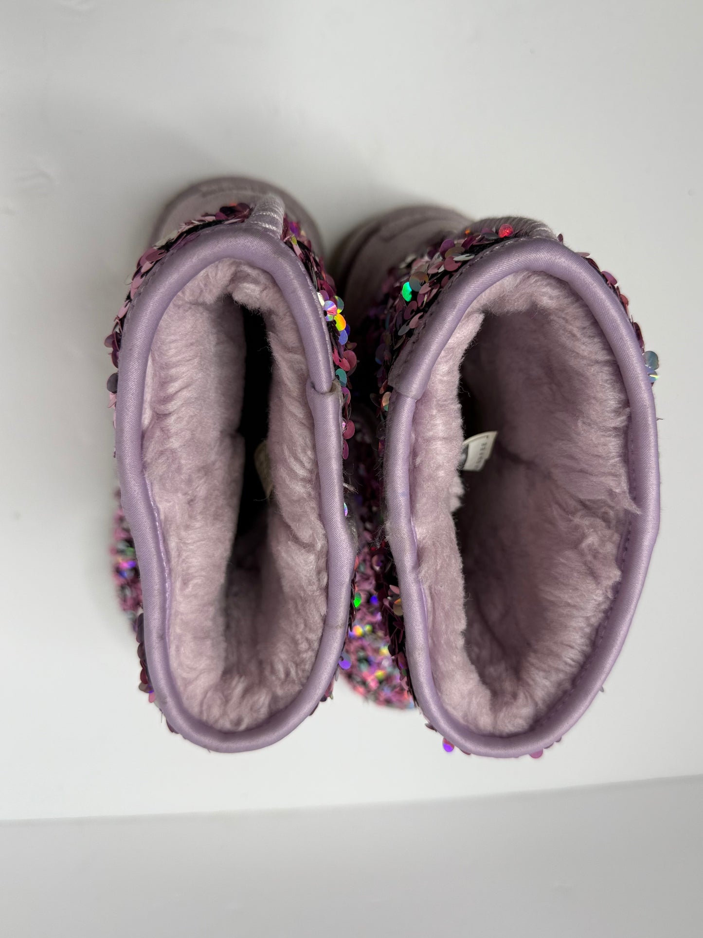UGG Classic Mini Stellar Sequin Boots Lilac Frost Purple Glitter Size 5