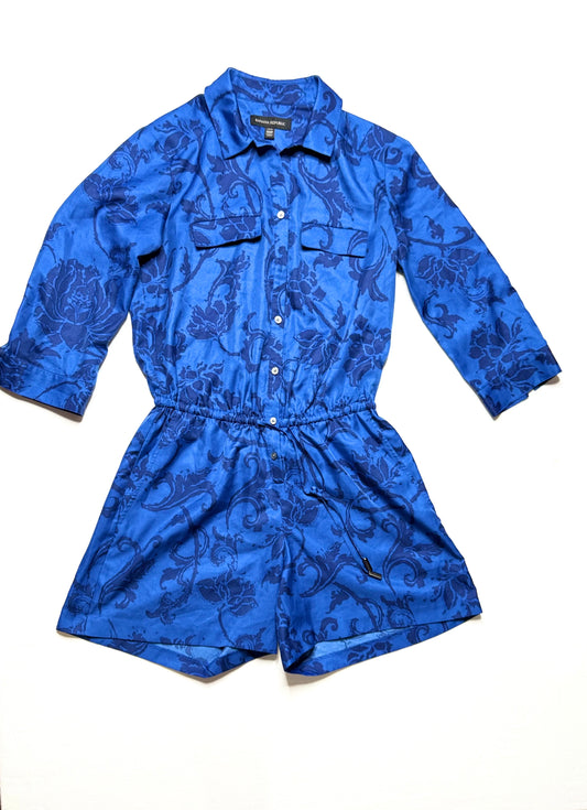 Banana Republic Blue Floral Print Button-Down Romper – Size 00