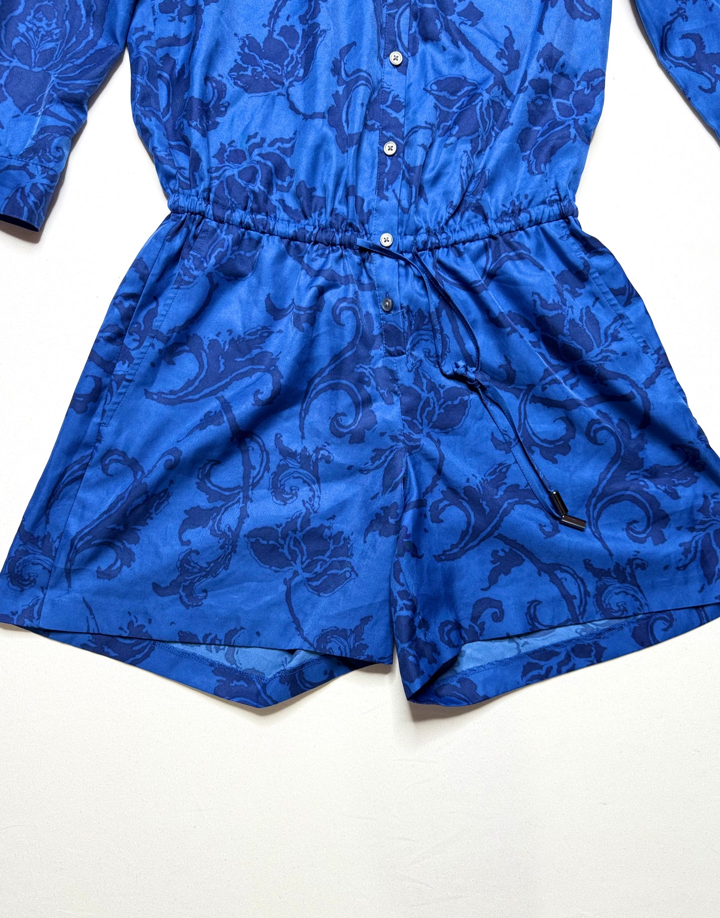 Banana Republic Blue Floral Print Button-Down Romper – Size 00