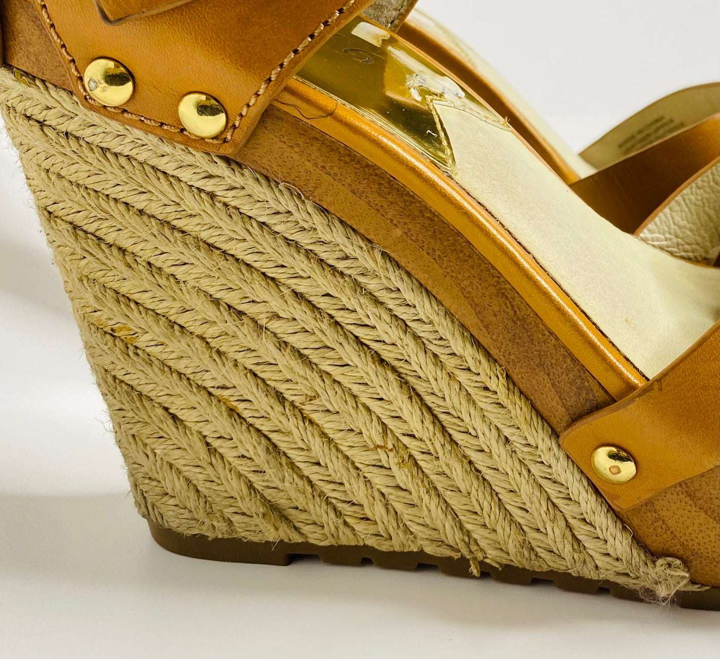 Michael Kors Jet Set Cognac Wedge Sandals Size 7.5