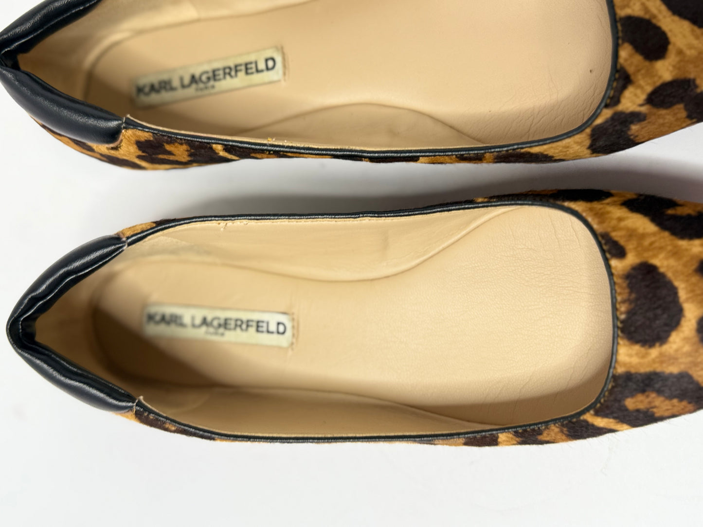 Karl Lagerfeld Animal Print Cowhide Flats – Square Toe, Size 8.5