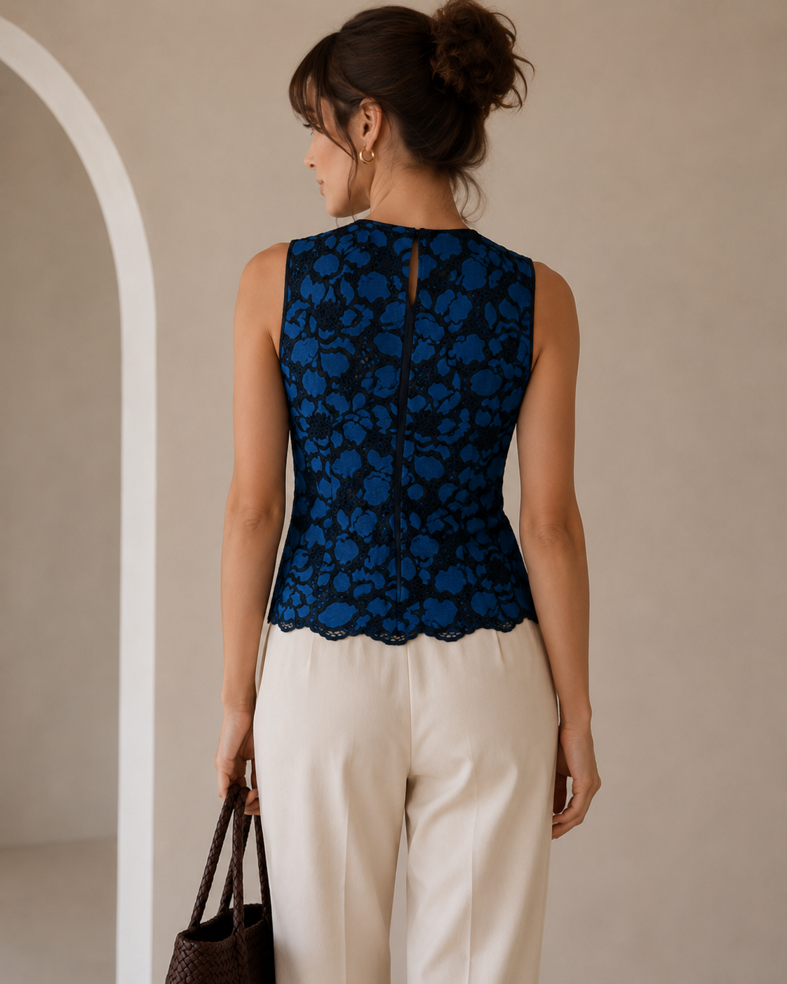 Likely Blue and Black Lace Sleeveless Peplum Top Size XS
