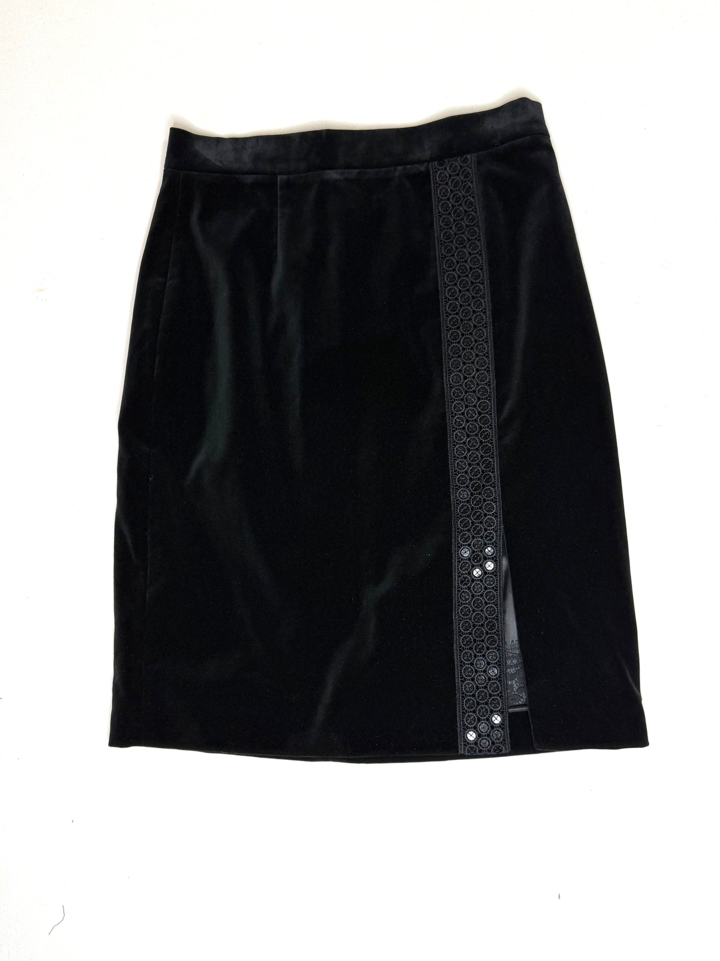 Brooks Brothers Black Velvet Pencil Skirt w/ Sequin Slit Detail Size 4