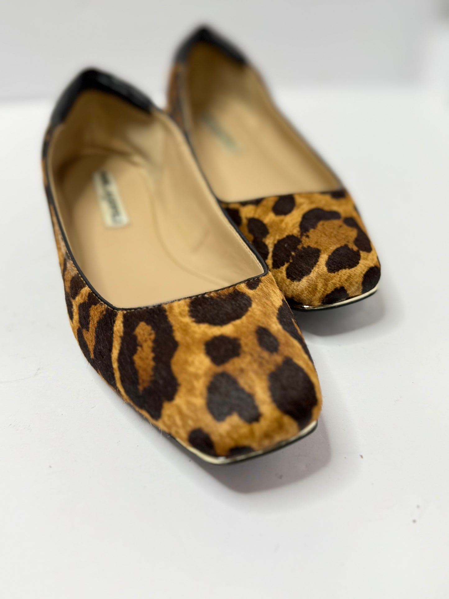 Karl Lagerfeld Animal Print Cowhide Flats – Square Toe, Size 8.5