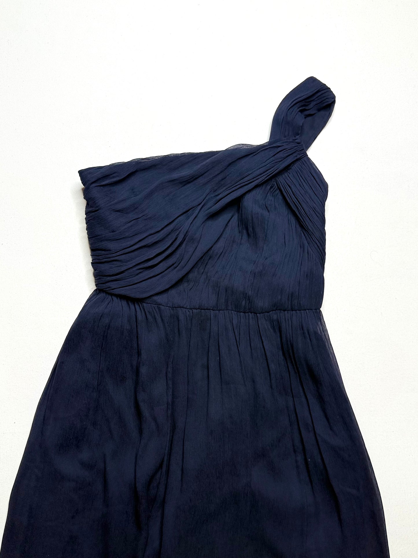 J. Crew Navy 100% Silk One Shoulder Dress Size 6