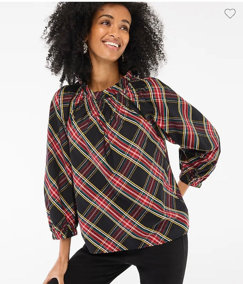 J.Crew Tartan Long Sleeve Plaid Top – Size XS