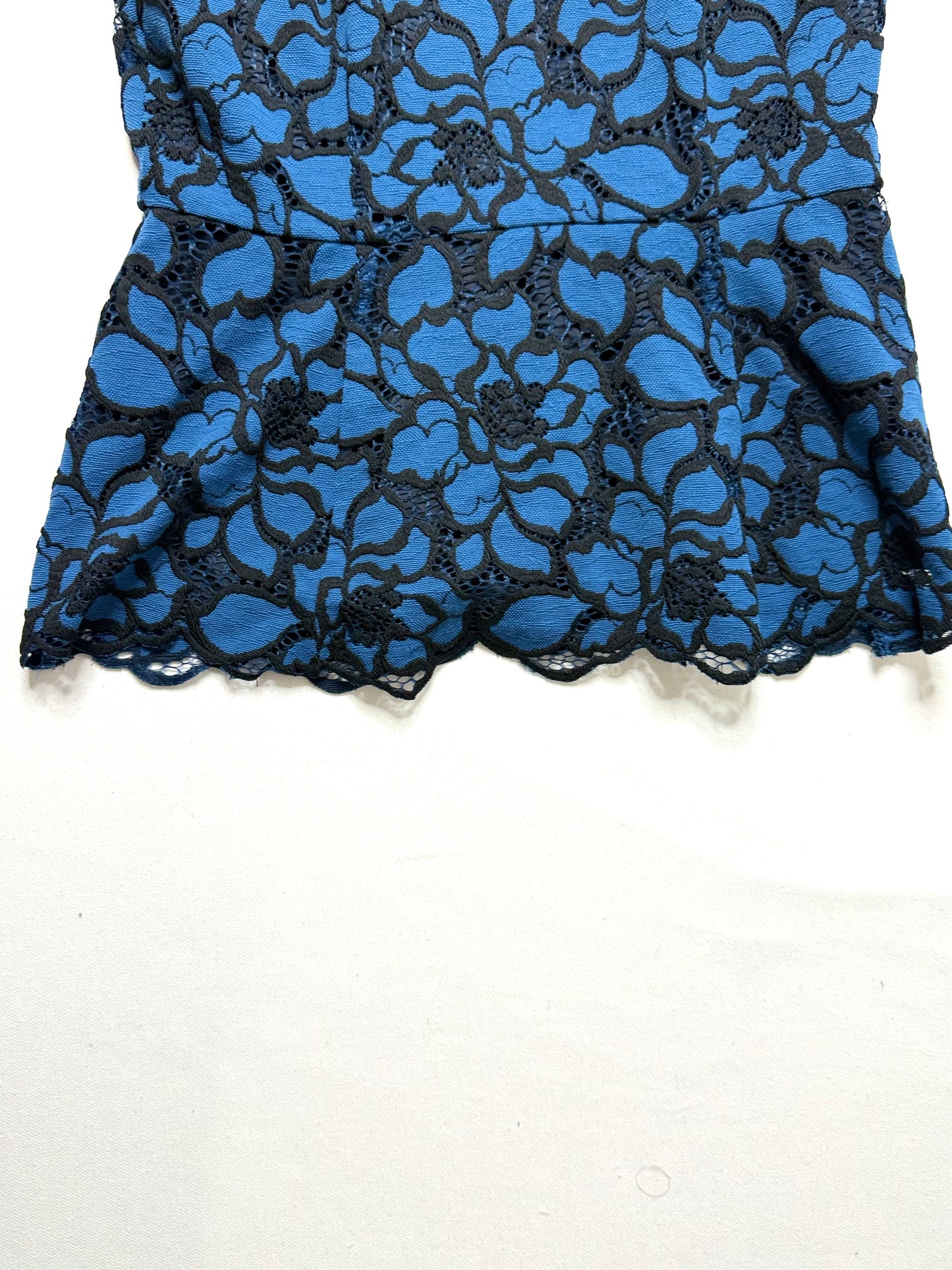 Likely Blue and Black Lace Sleeveless Peplum Top Size XS
