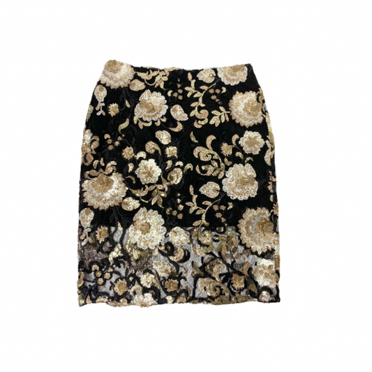 Endless Rose Gold Sequin Mesh Skirt Size M | Floral Pattern | Lined Party Skirt 100% Polyester