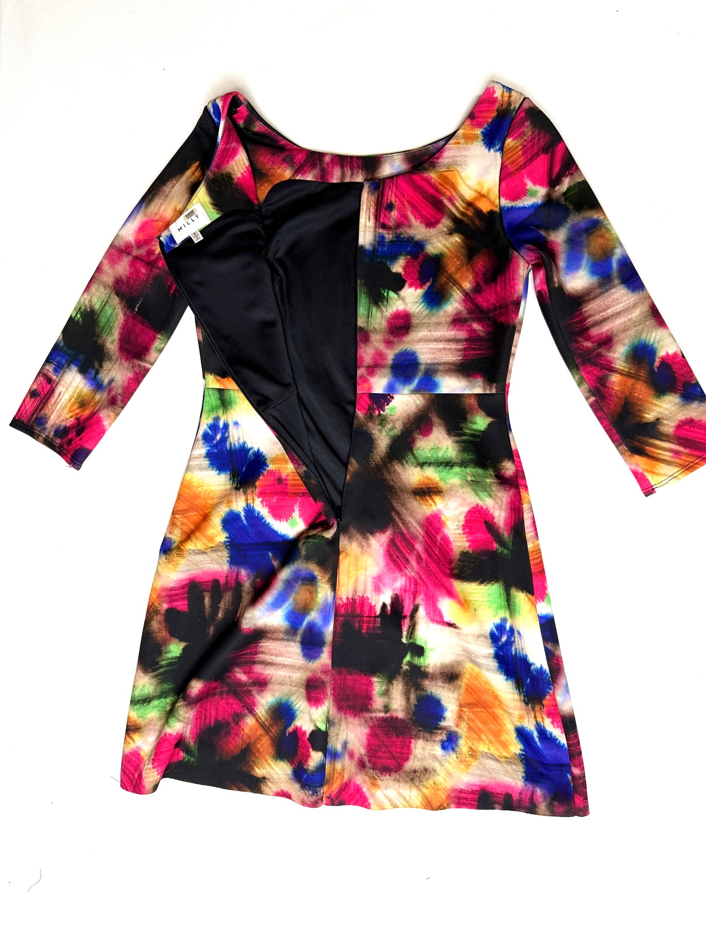 Milly Taylor Graffiti Dress Size 2 Italian Neoprene Sheath Multicolor Print