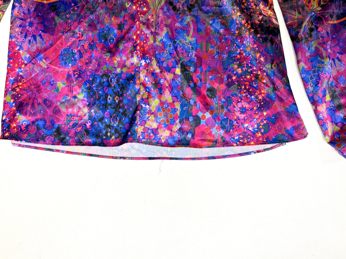 Tahari Abstract Floral Print Long Sleeve Blouse Size Large