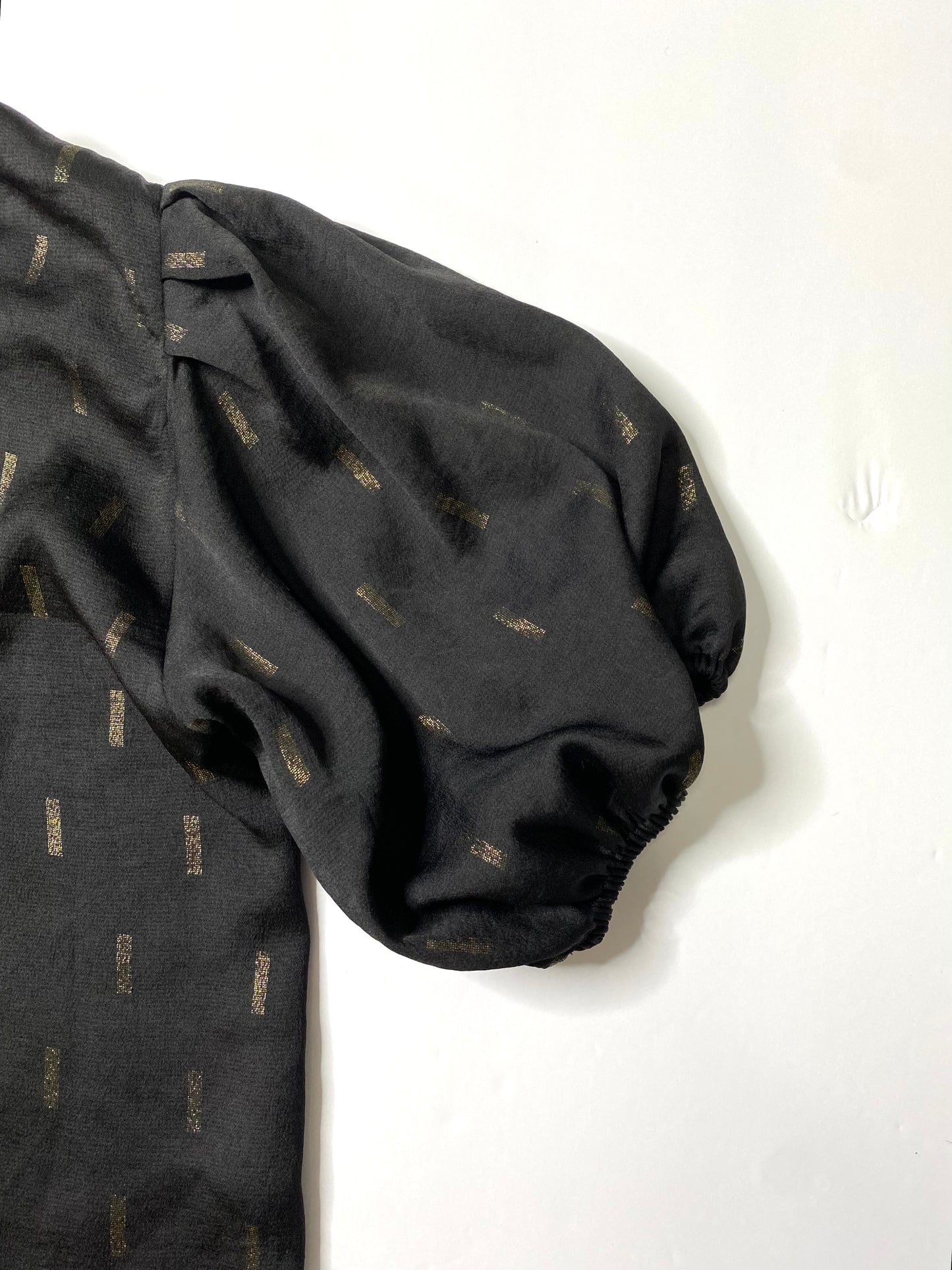 Madewell Ballon Shoulder Blouse Black & Gold Size XS