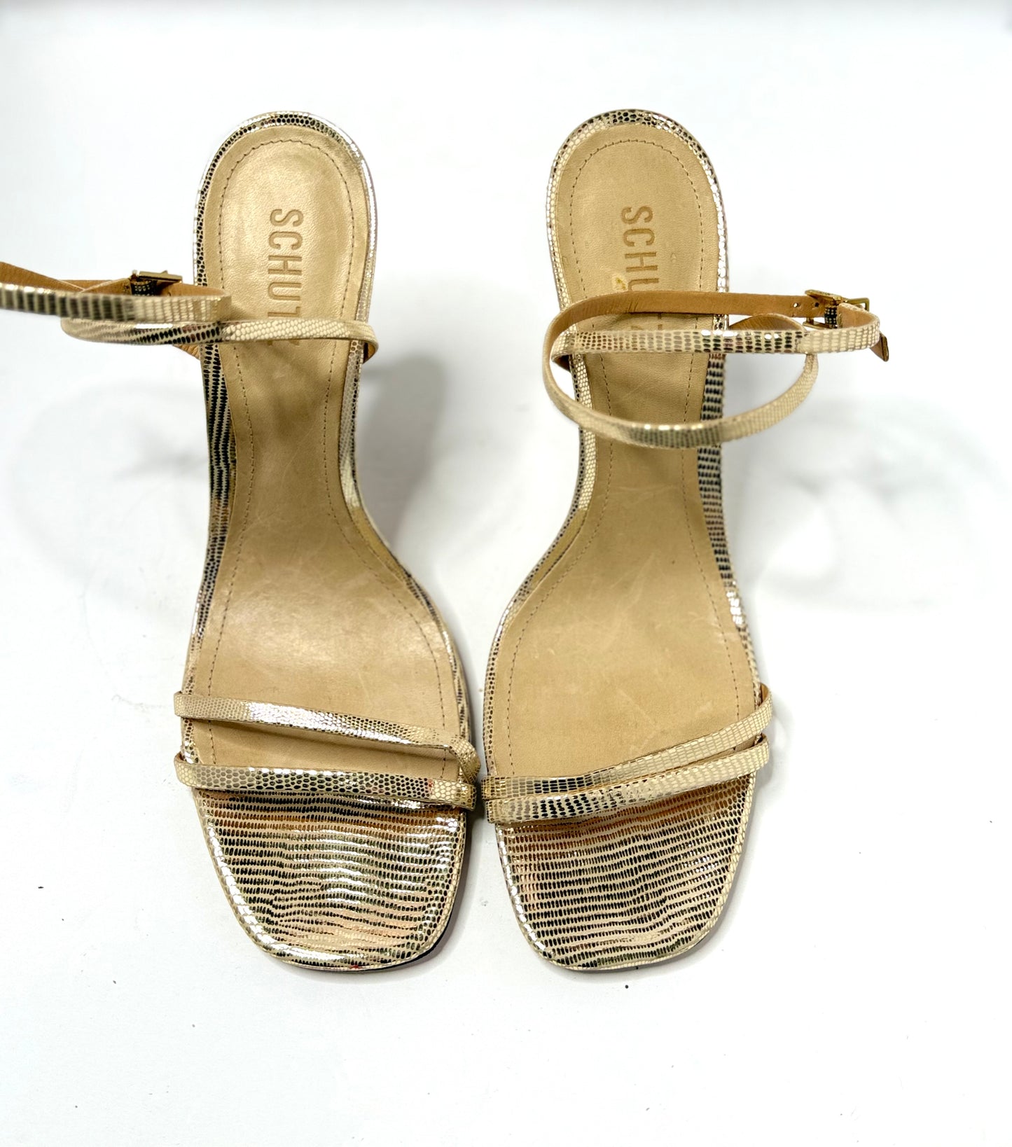 Schultz Metallic Gold Strappy Leather Open Toe Sandals Size 11 –