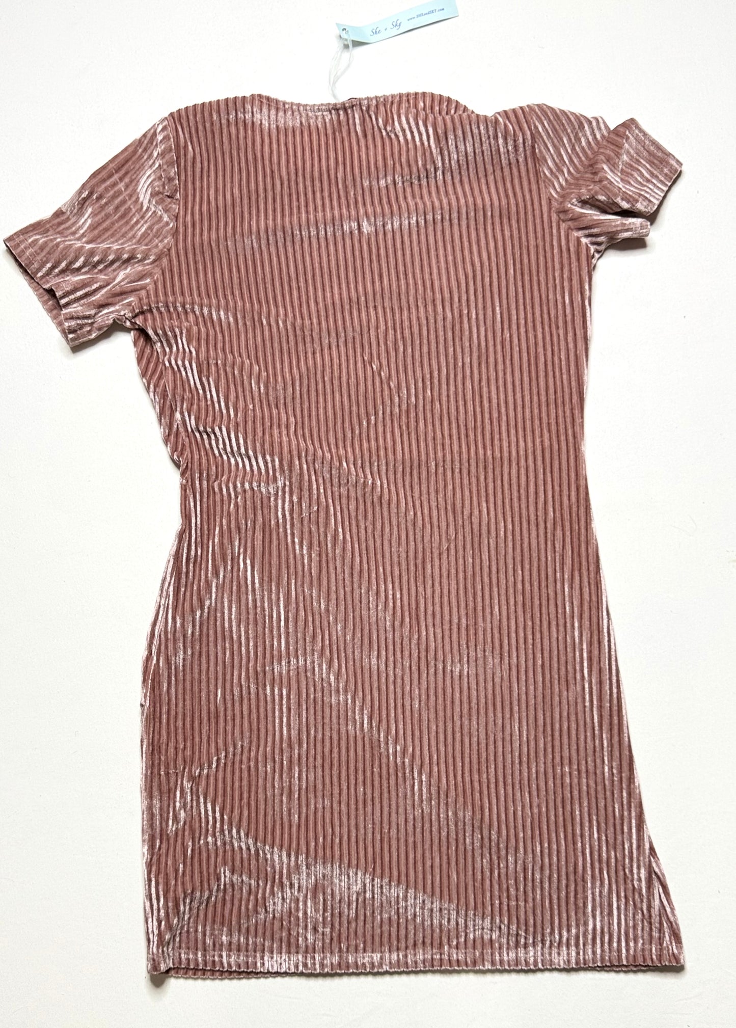 She+Skye Blush Pink Ribbed Corduroy Tie-Front Dress – Size L, NWT