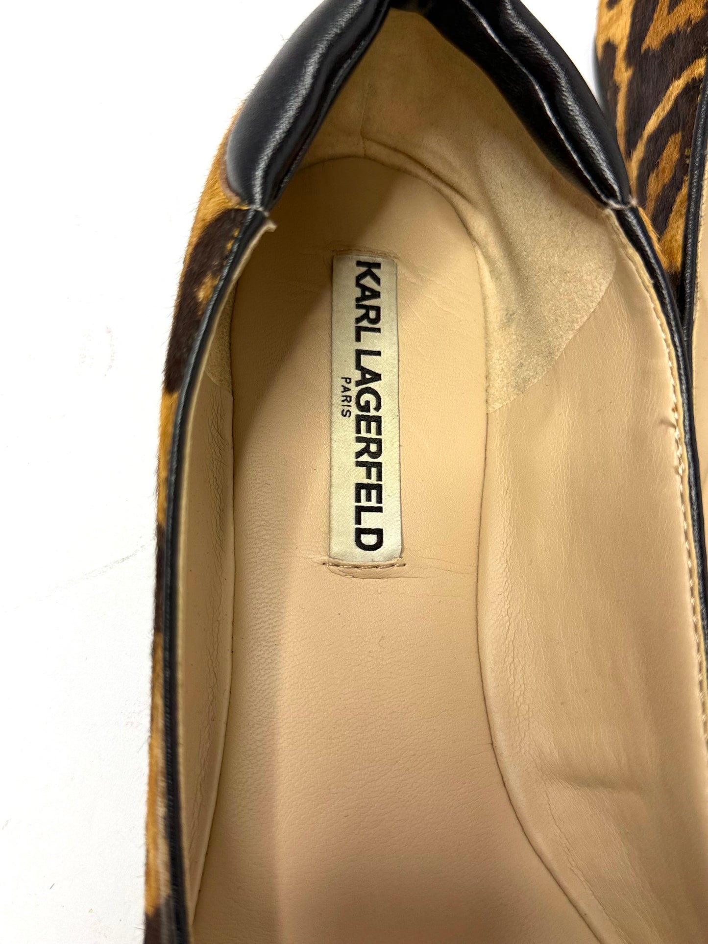 Karl Lagerfeld Animal Print Cowhide Flats – Square Toe, Size 8.5
