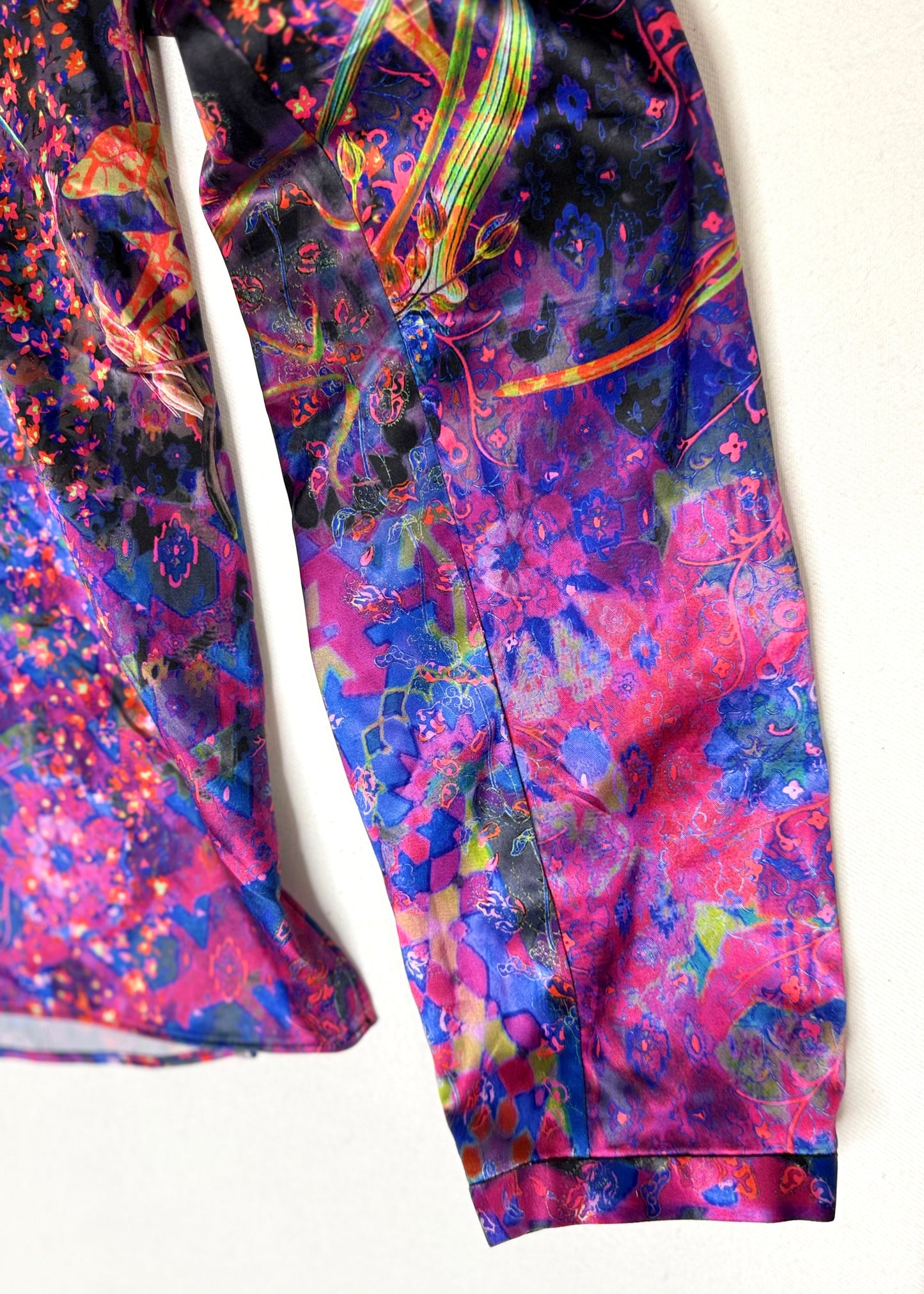 Tahari Abstract Floral Print Long Sleeve Blouse Size Large