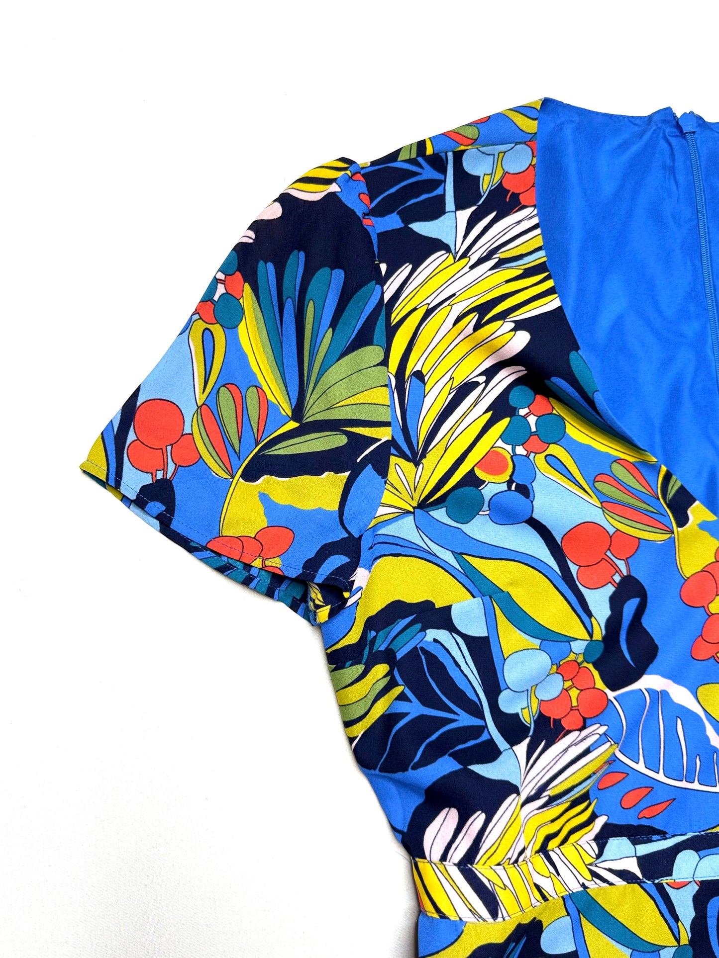 J.Crew Mercantile Blue Tropical Print Faux Wrap Dress – Size 8