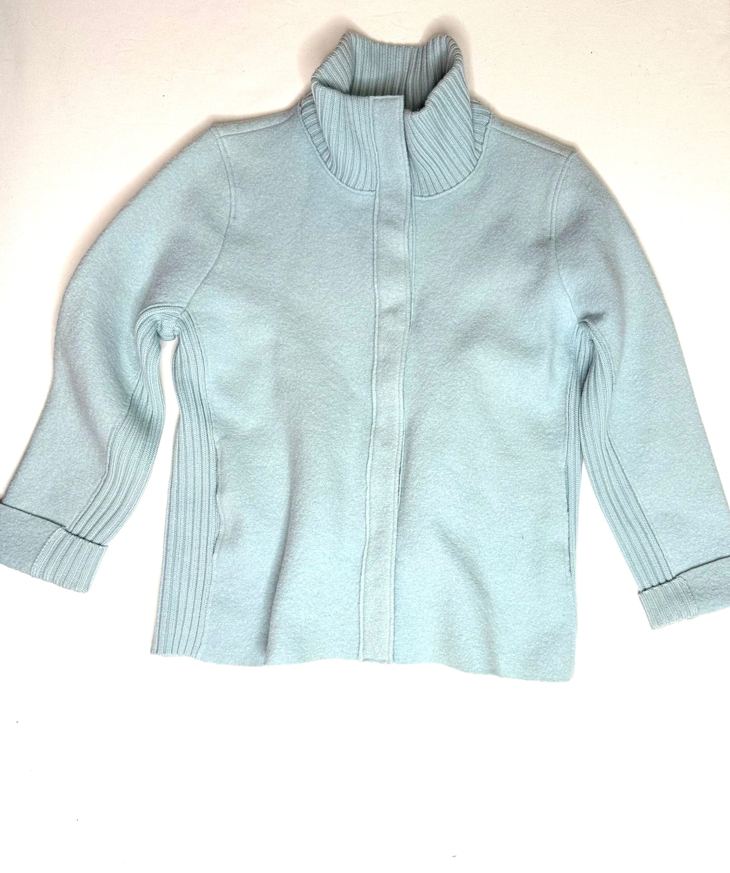 Eileen Fisher 100% Wool Bouclé Jacket Light Blue Size Large