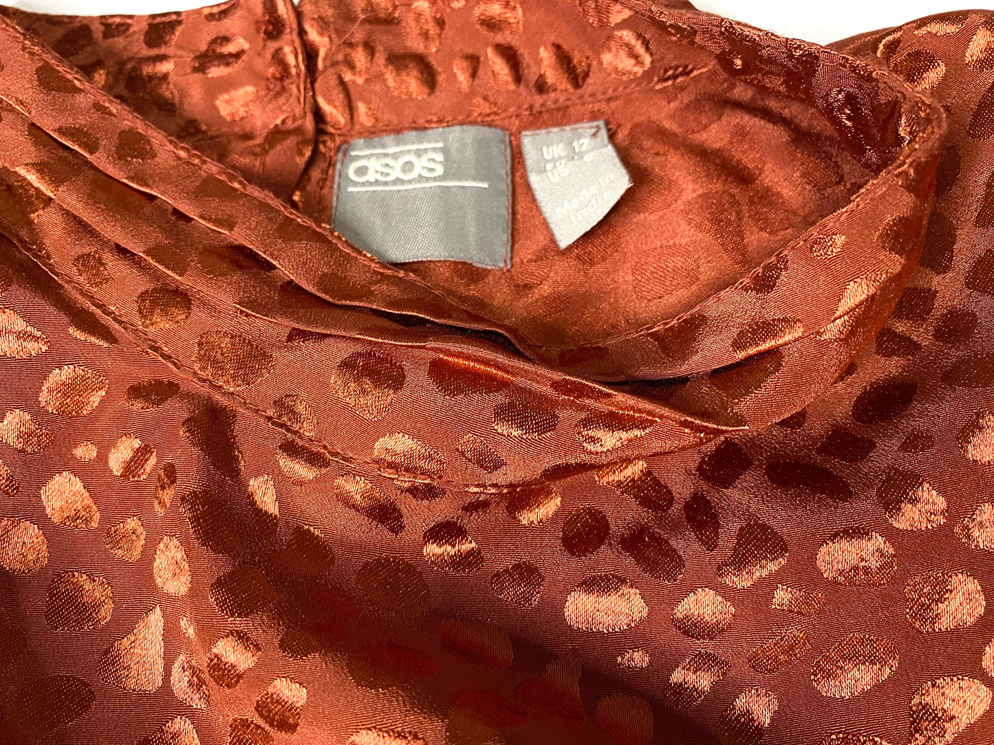 A SOS Copper Animal Print Balloon Sleeve Dress – Size 8
