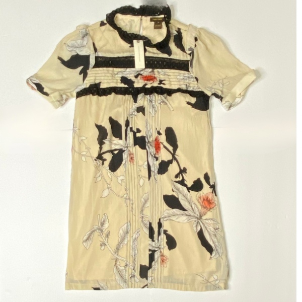 Anthropologie Vineet Bahl Floral Dress – Size XS – Lace Trim, Pleated Front, NWT
