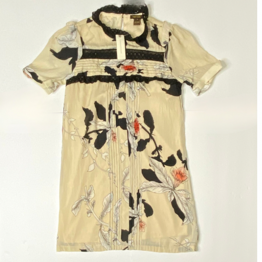 Anthropologie Vineet Bahl Floral Dress – Size XS – Lace Trim, Pleated Front, NWT