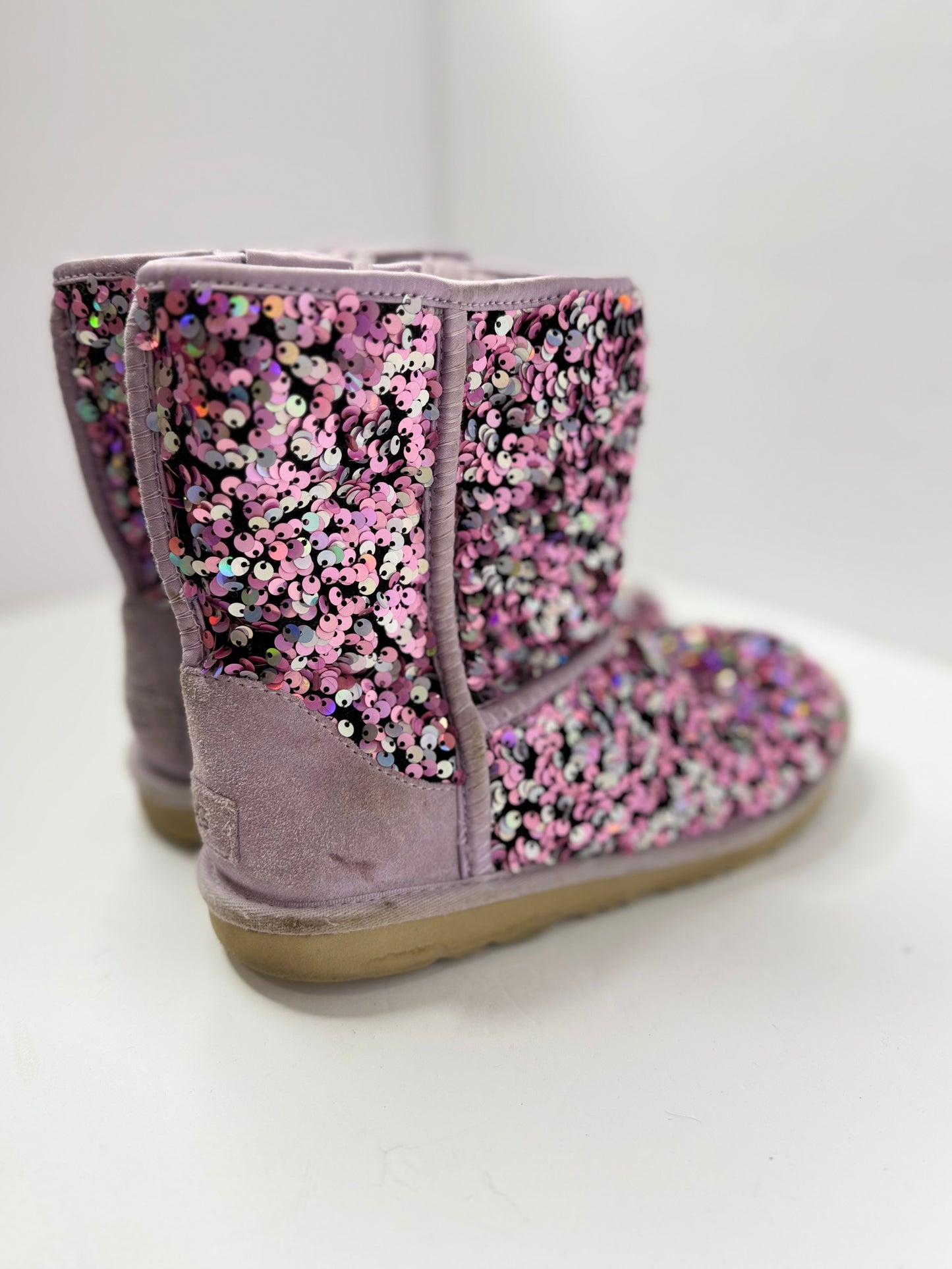 UGG Classic Mini Stellar Sequin Boots Lilac Frost Purple Glitter Size 5