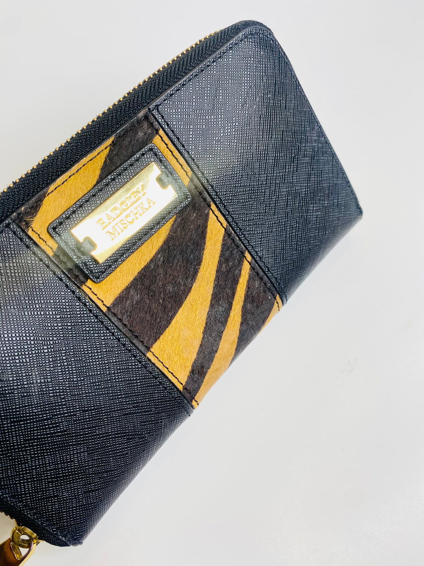 Badgley Mischka Zebra Print Leather Wallet