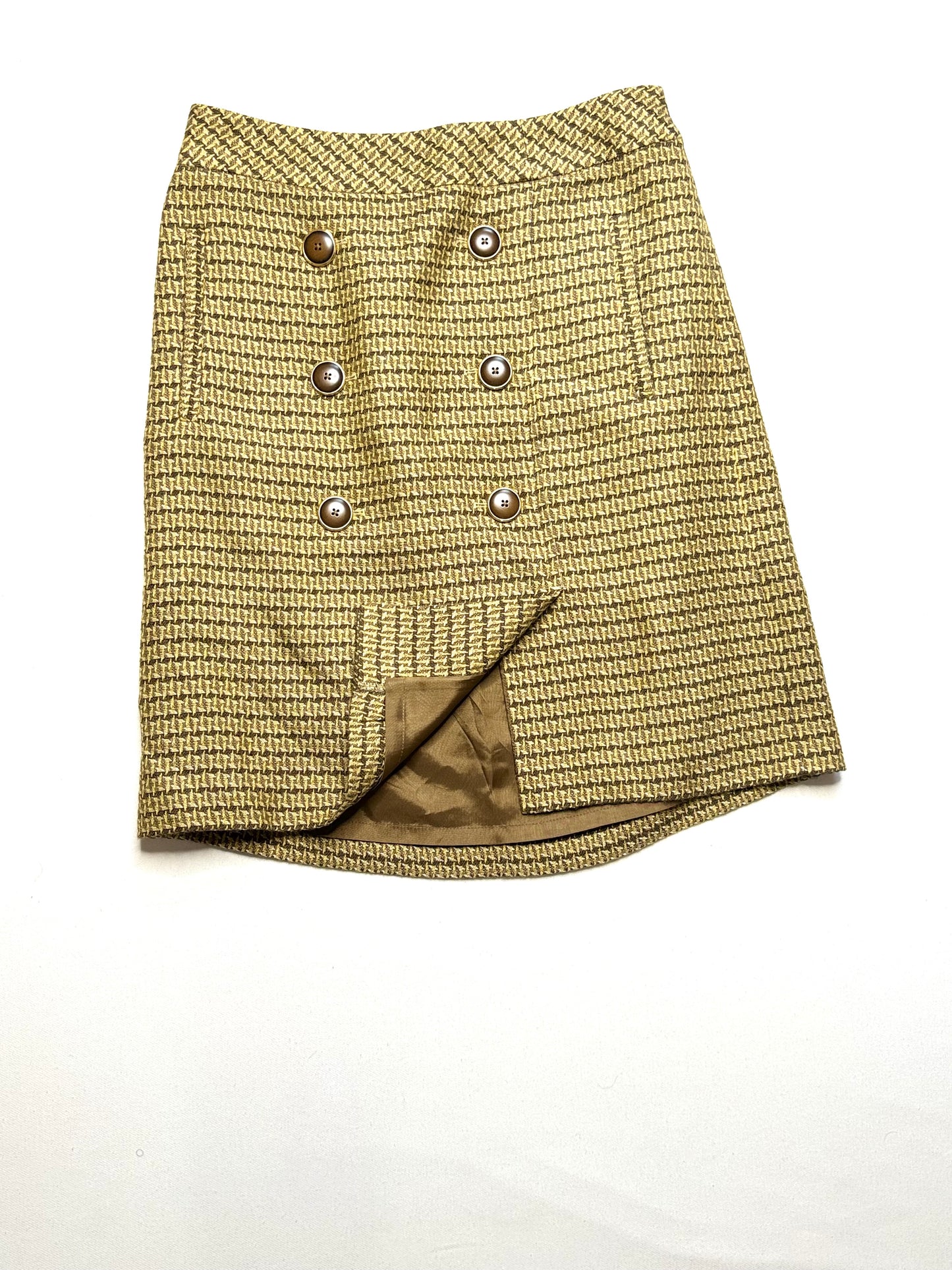 Ann Taylor Brown & Yellow Preppy Plaid Mini Skirt Size 2 Academia