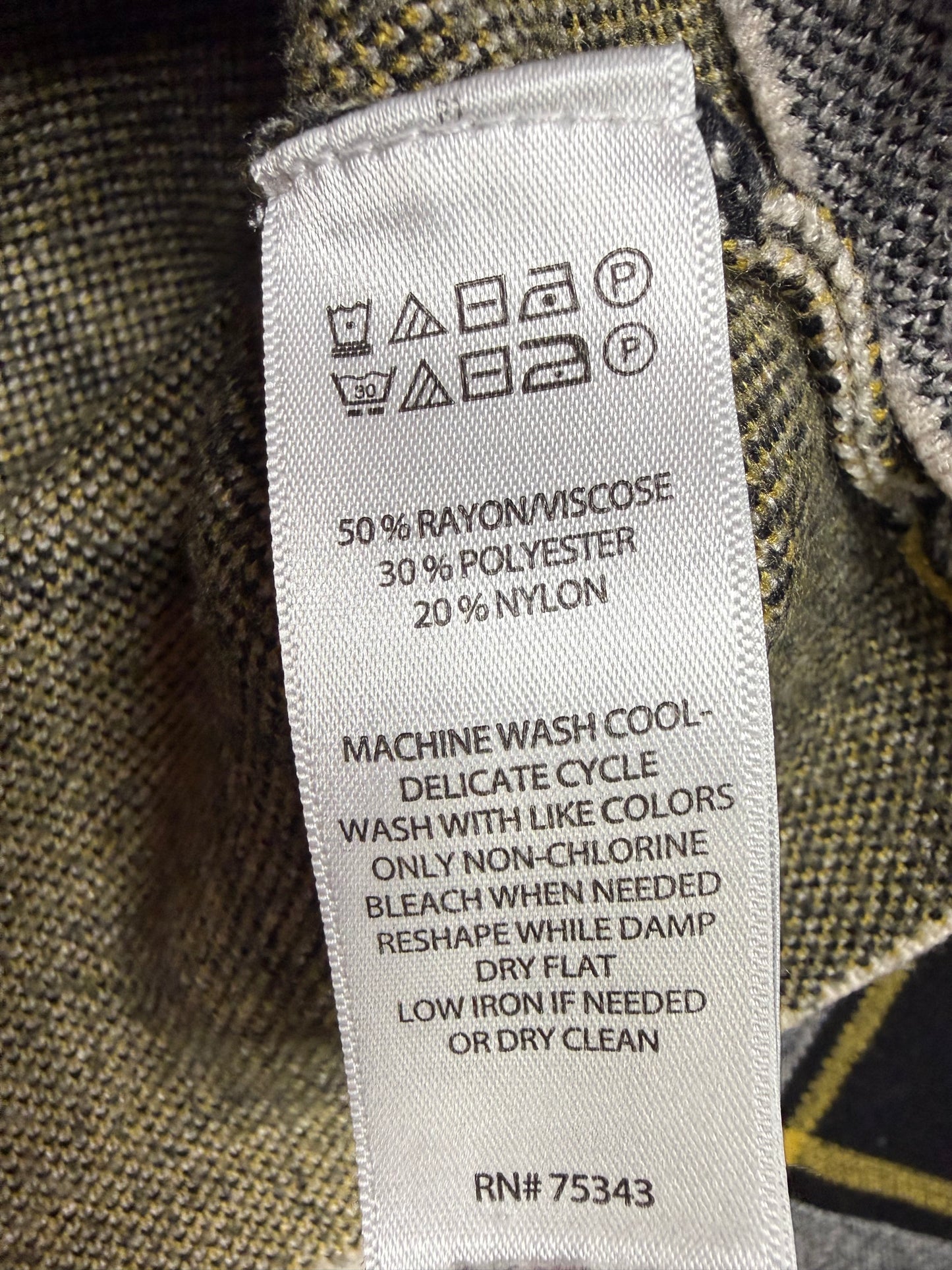 Rachel Zoe Plaid Knit Cardigan Sweater Black Gray Yellow Open Front Women XL