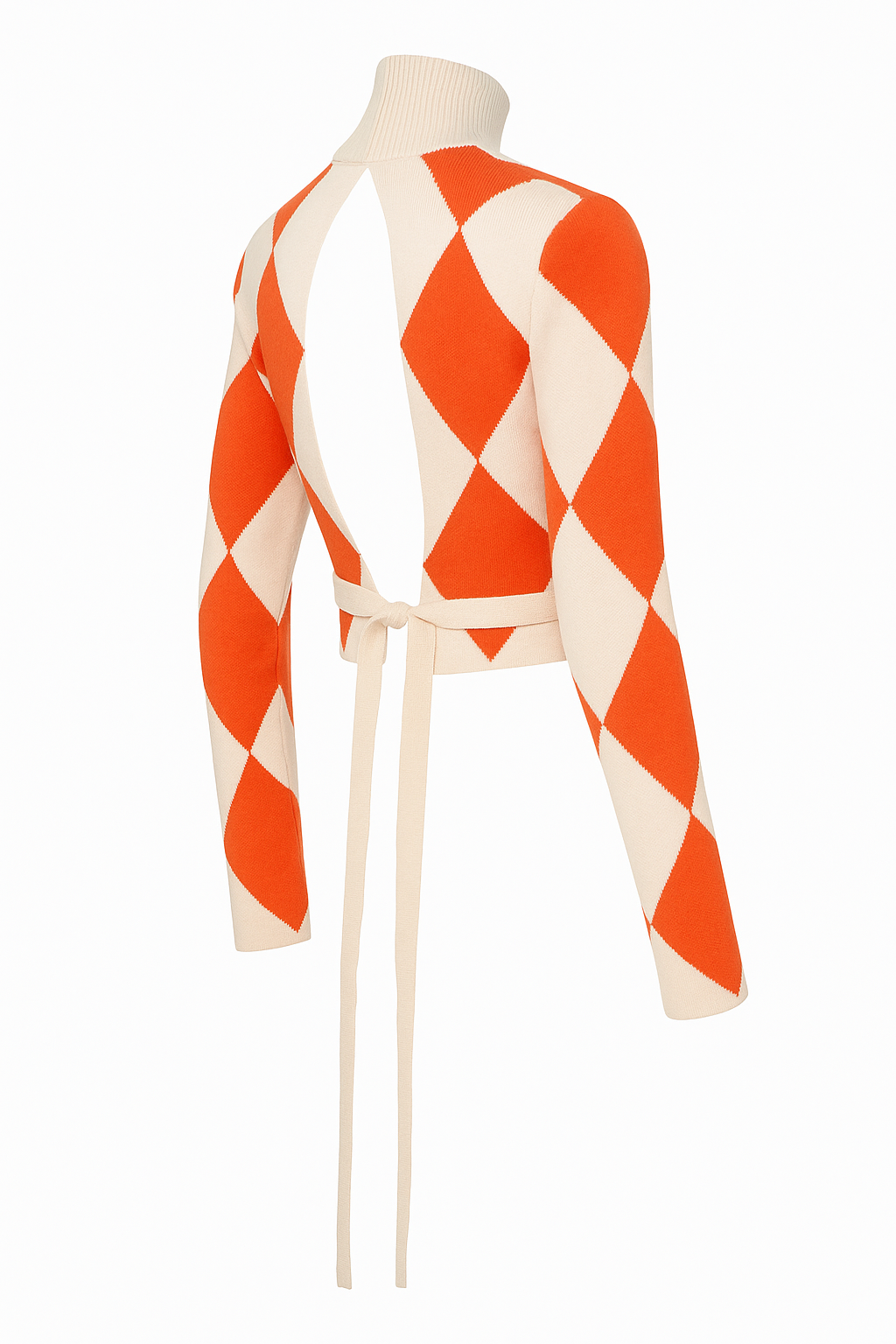 Nasty Gal Harlequin Diamond Cropped Knit Argyle Print Sweater Women’s Size