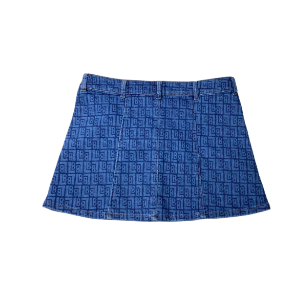 Leon Bridges for Wranglers A-Line Denim Skirt – Size Medium – LB Logo Print – Gold Button Front