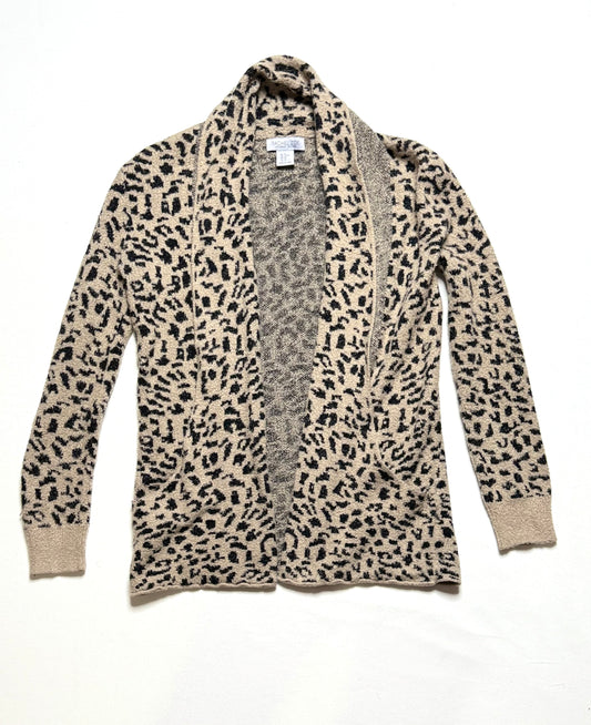 Rachel Zoe Cheetah Print Long Sleeve Sweater with Front Pockets Size XS