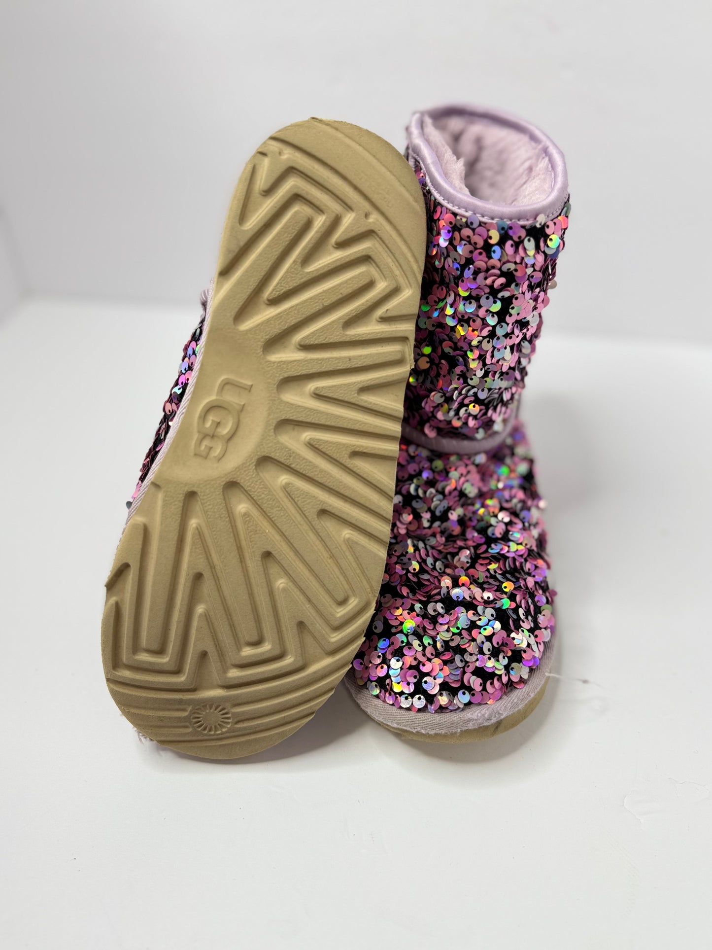 UGG Classic Mini Stellar Sequin Boots Lilac Frost Purple Glitter Size 5