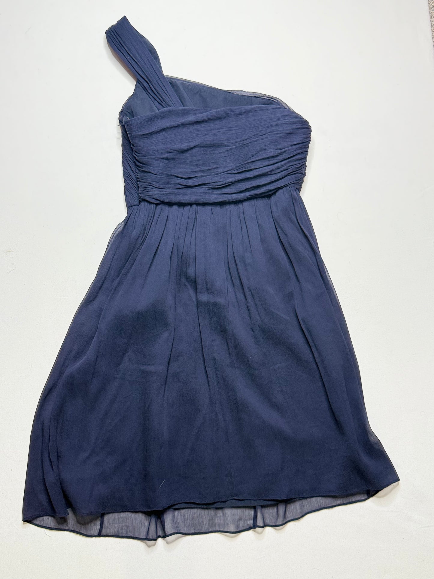 J. Crew Navy 100% Silk One Shoulder Dress Size 6
