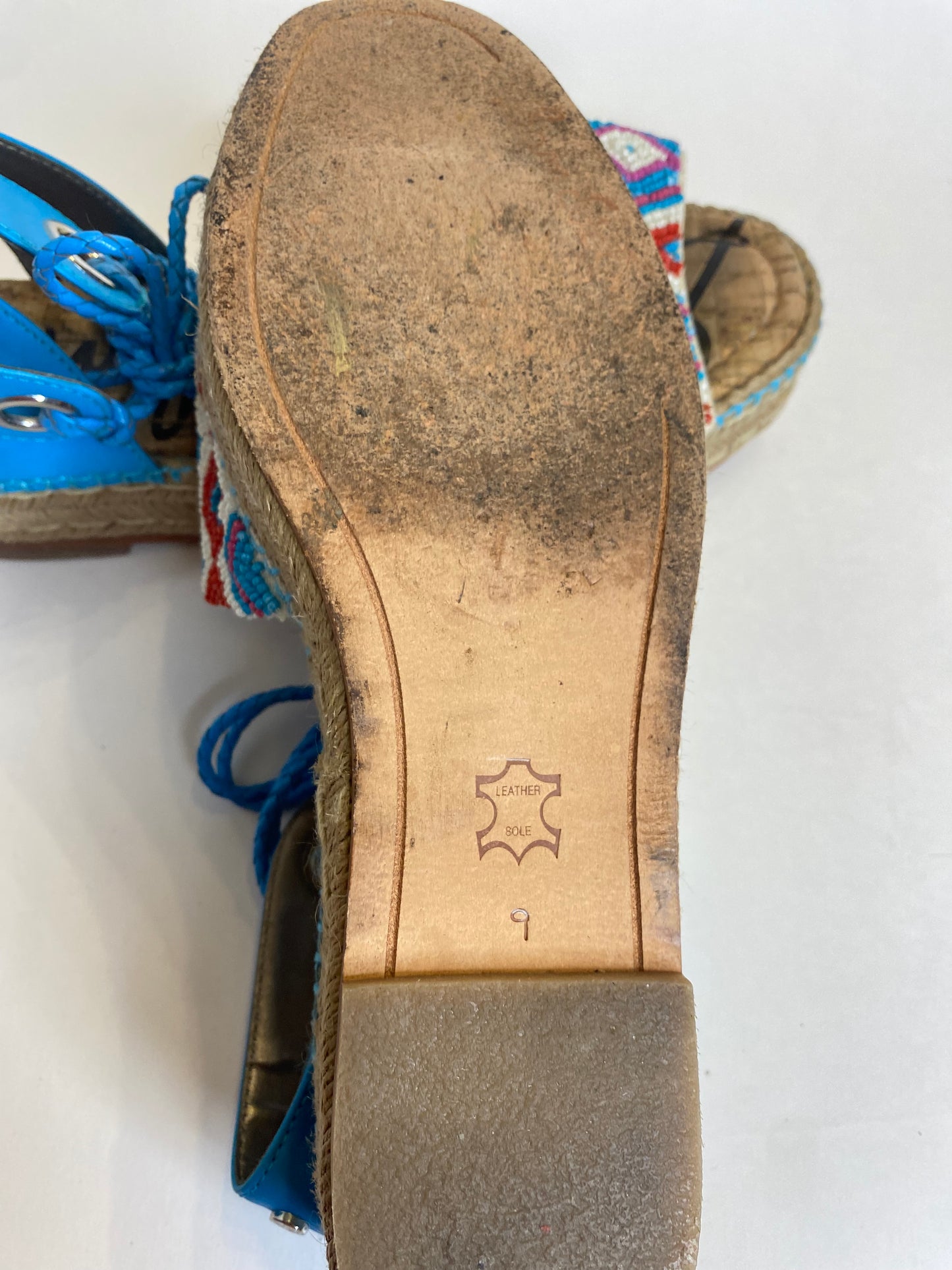 Sam Edelman Multi-Color Beaded Espadrille Lace-Up Sandals – Size 9