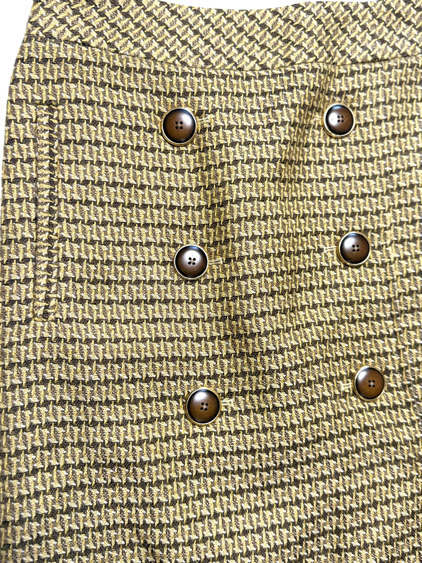 Ann Taylor Brown & Yellow Preppy Plaid Mini Skirt Size 2 Academia