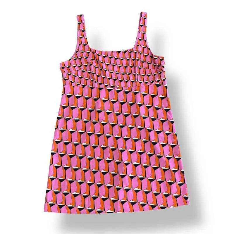 Diane von Furstenberg Geometric Mod Print Mini Dress – |Sleeveless, Retro Style, 100% Recycled Polyester