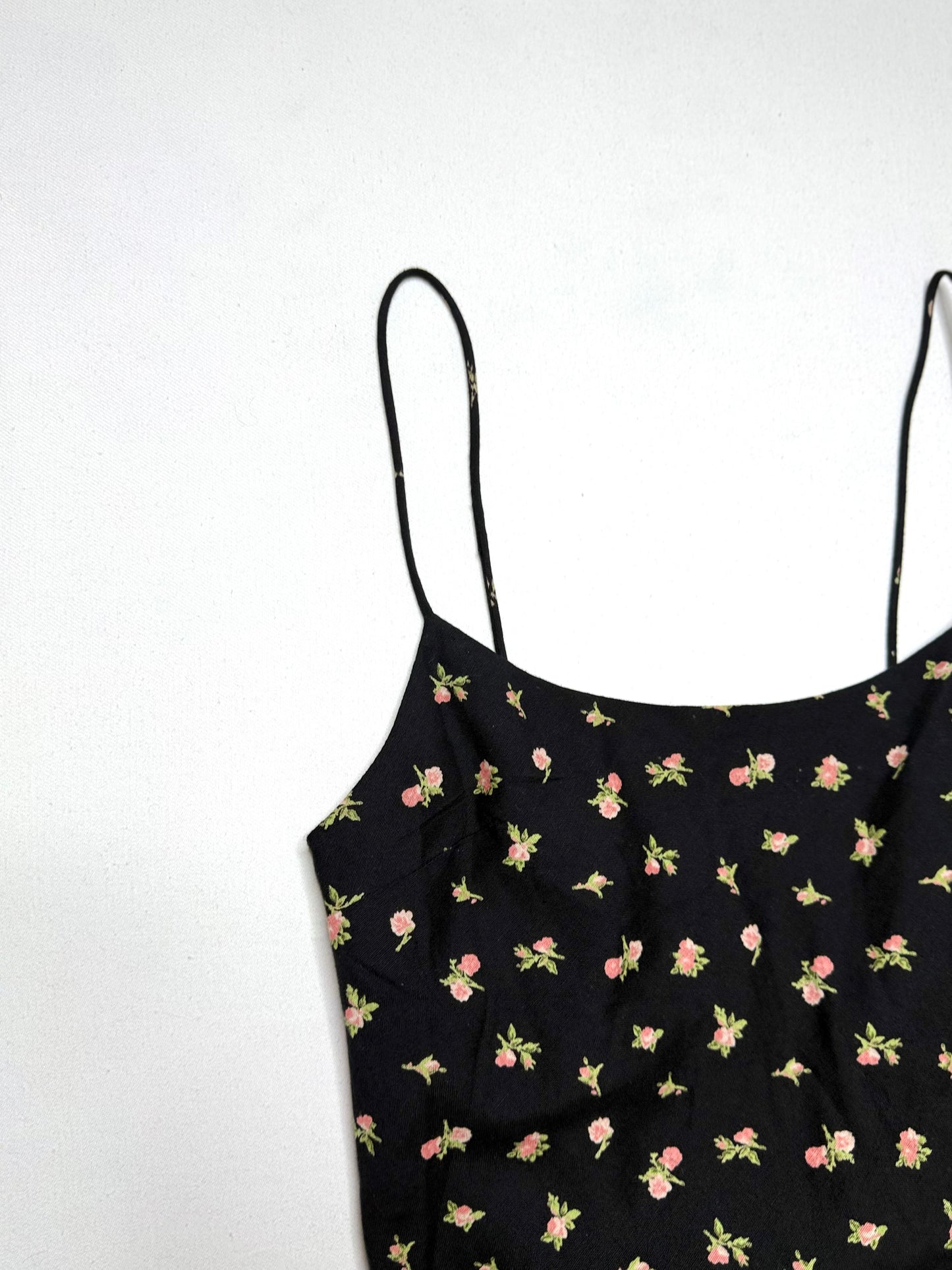 ASOS Black Rose Print Slip Dress – Size 0