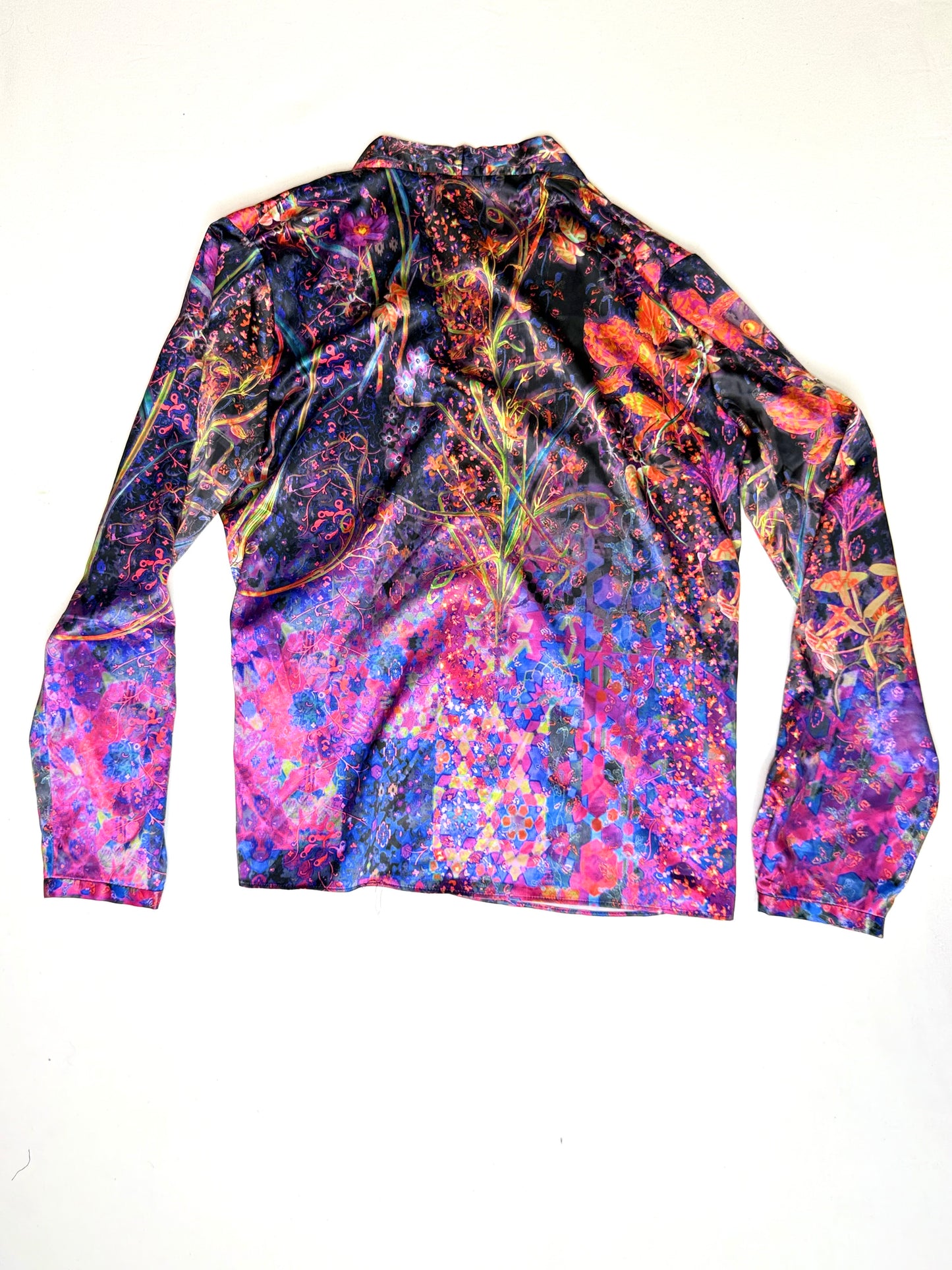 Tahari Abstract Floral Print Long Sleeve Blouse Size Large