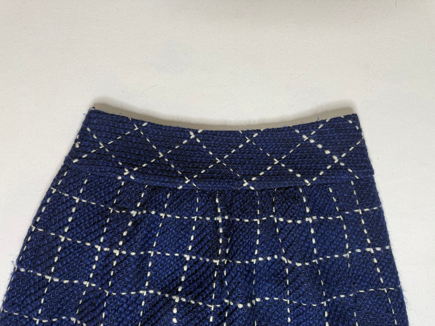 Maeve Anthropologie Tweed Plaid Skirt Women’s Size 2 Navy White Wool Blend
