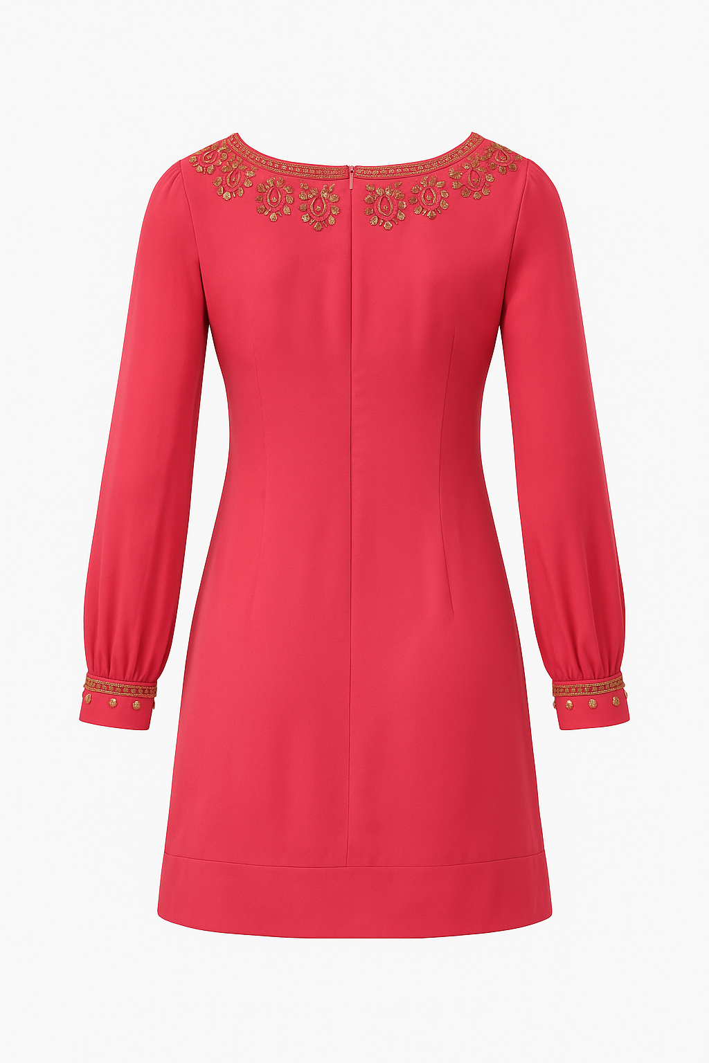 Gianni Bini Beaded Pink Sequin Neck Long Sleeve Shift Dress Size 2