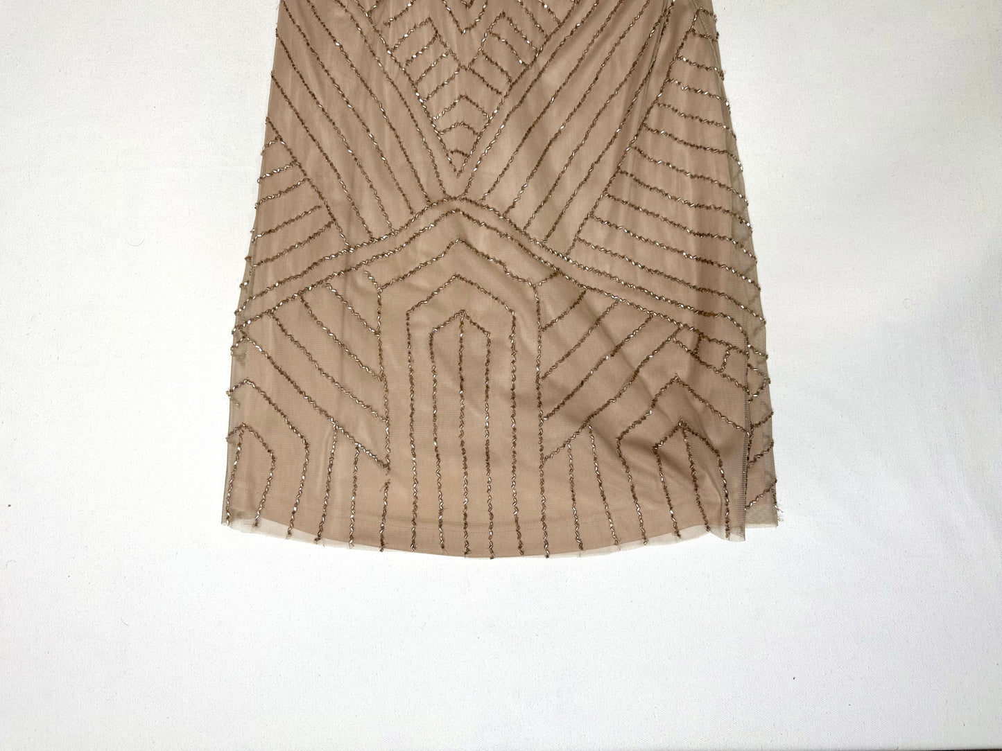 Adrianna Papell Beaded Sophia Cocktail Dress Size 6 Champagne Flapper Style