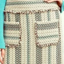 Etcetera Striped Tweed Mini Skirt w/ Fringe & Pockets Size 6