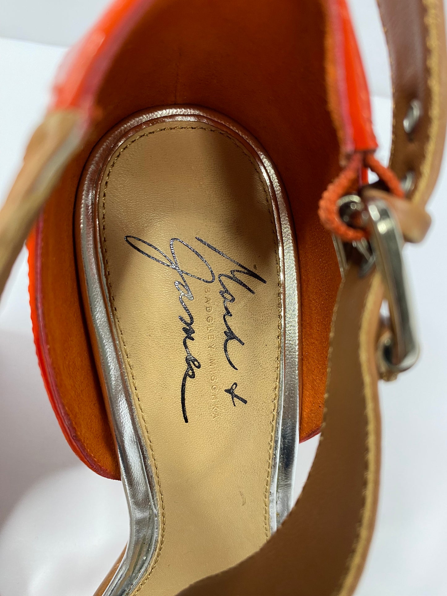Mark + James Badgley Mischka Colorblock Wedge Sandals – Size 8.5 – Open Toe – Ankle Strap – 3” Heel