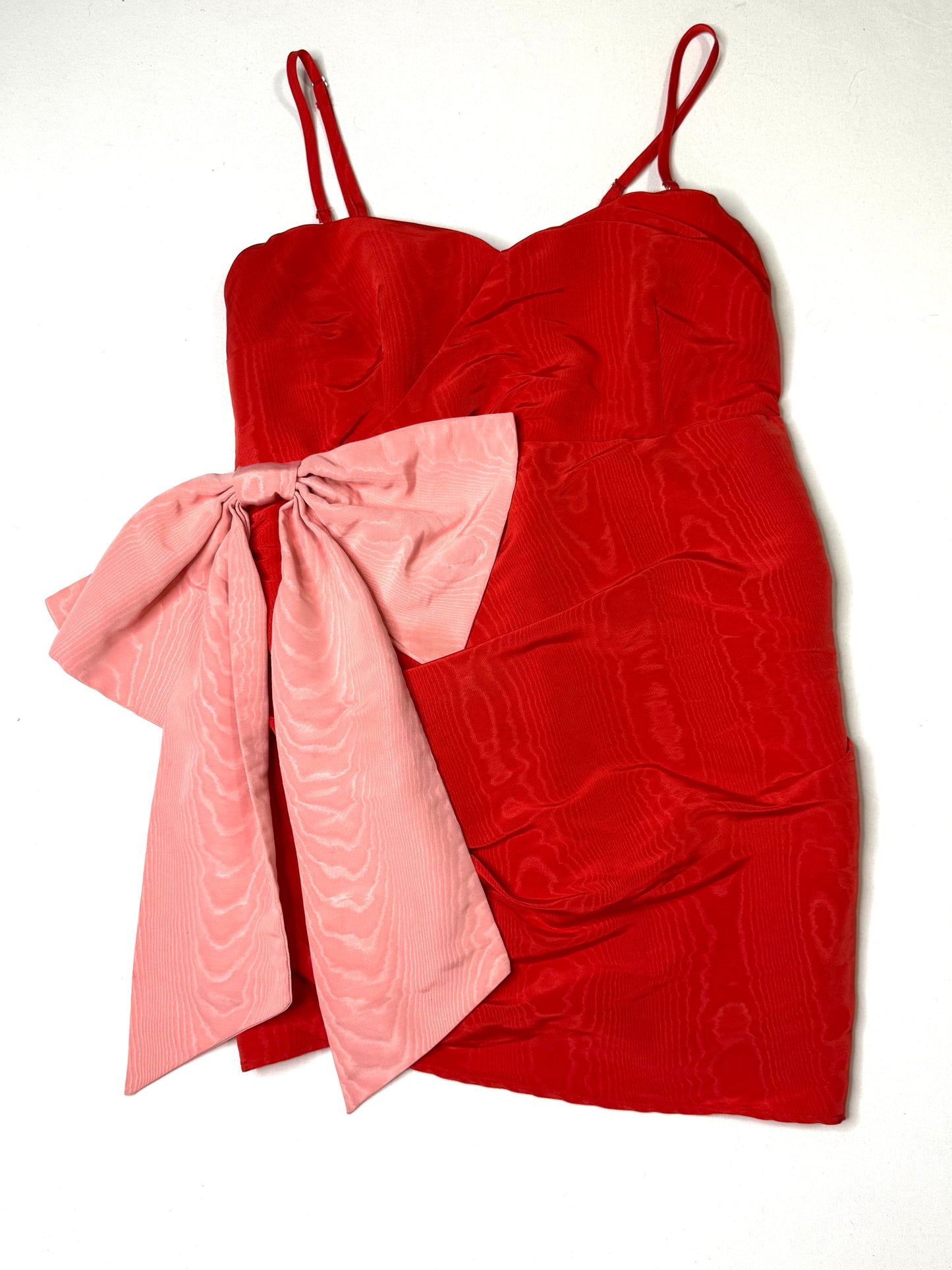 Future Collective Red Spaghetti Strap Pink Bow-Accent Mini Dress Size XXL