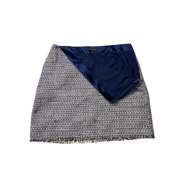 Banana Republic Blue Tweed A-Line Skirt – Size 12, Fringe Hem, Knee-Length