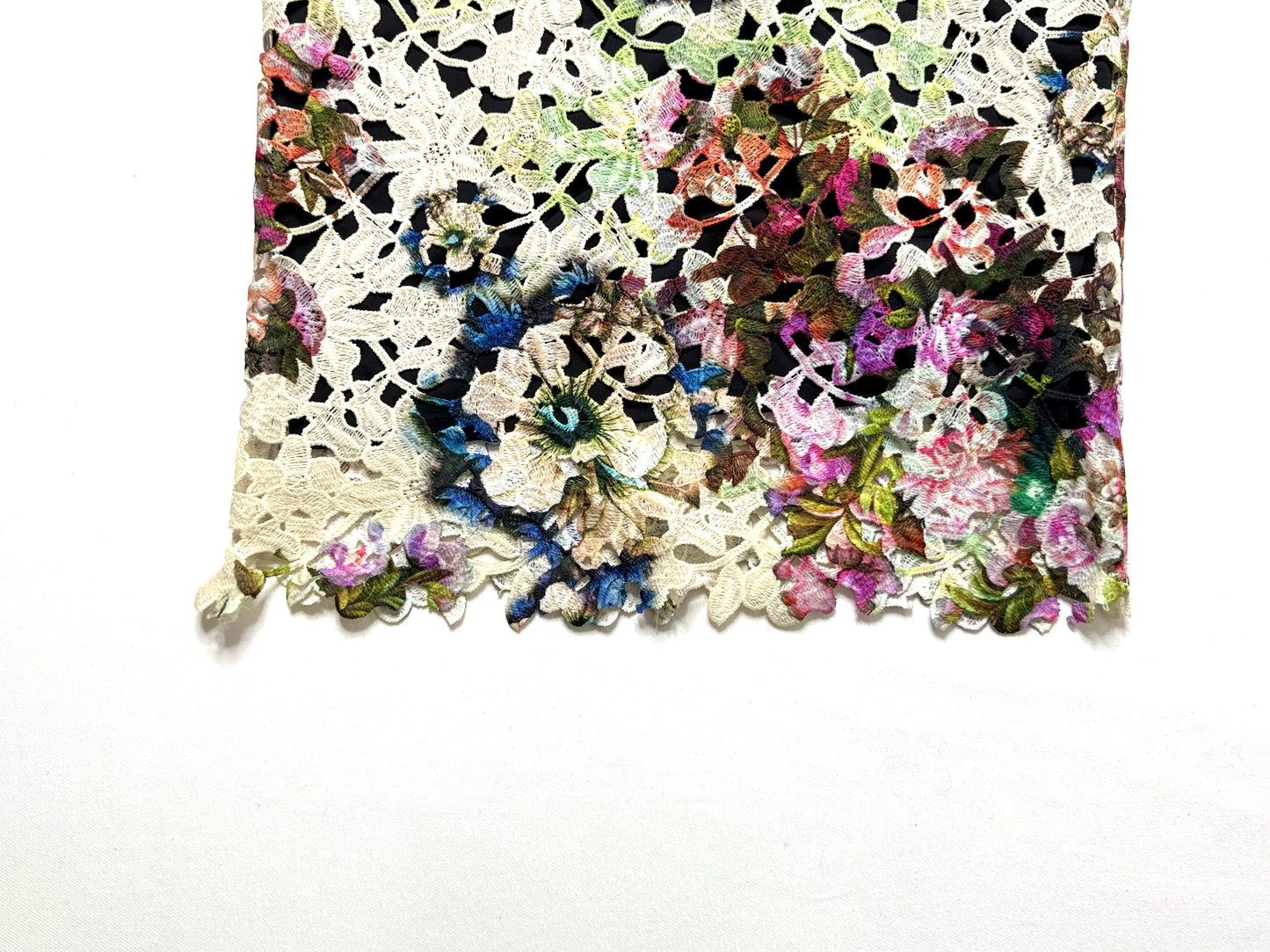 Nicole Miller Multicolor Ombre Floral Lace Midi Skirt Size 2