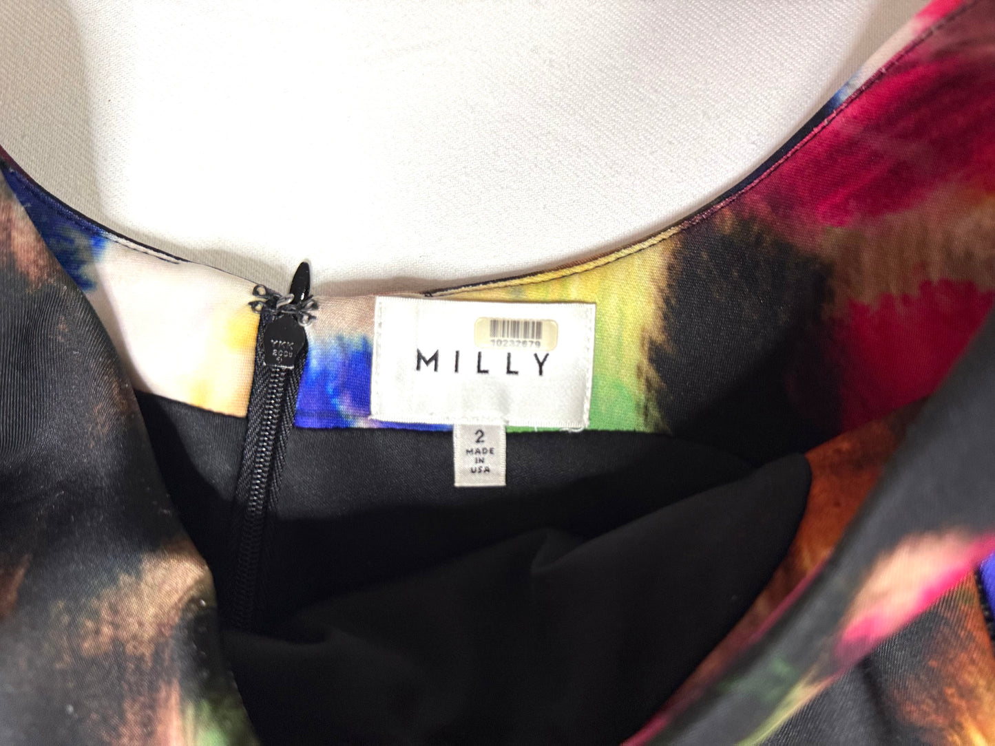 Milly Taylor Graffiti Dress Size 2 Italian Neoprene Sheath Multicolor Print