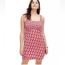 Diane von Furstenberg Geometric Mod Print Mini Dress – |Sleeveless, Retro Style, 100% Recycled Polyester