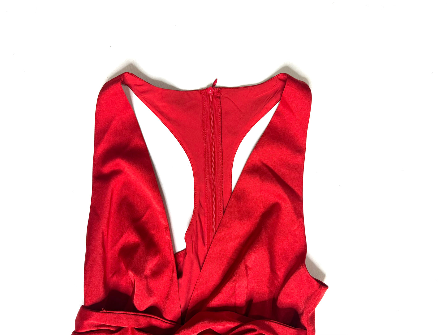 Hello Molly Silky Moment Red Satin Mini Dress V-Neck Racerback Size 2