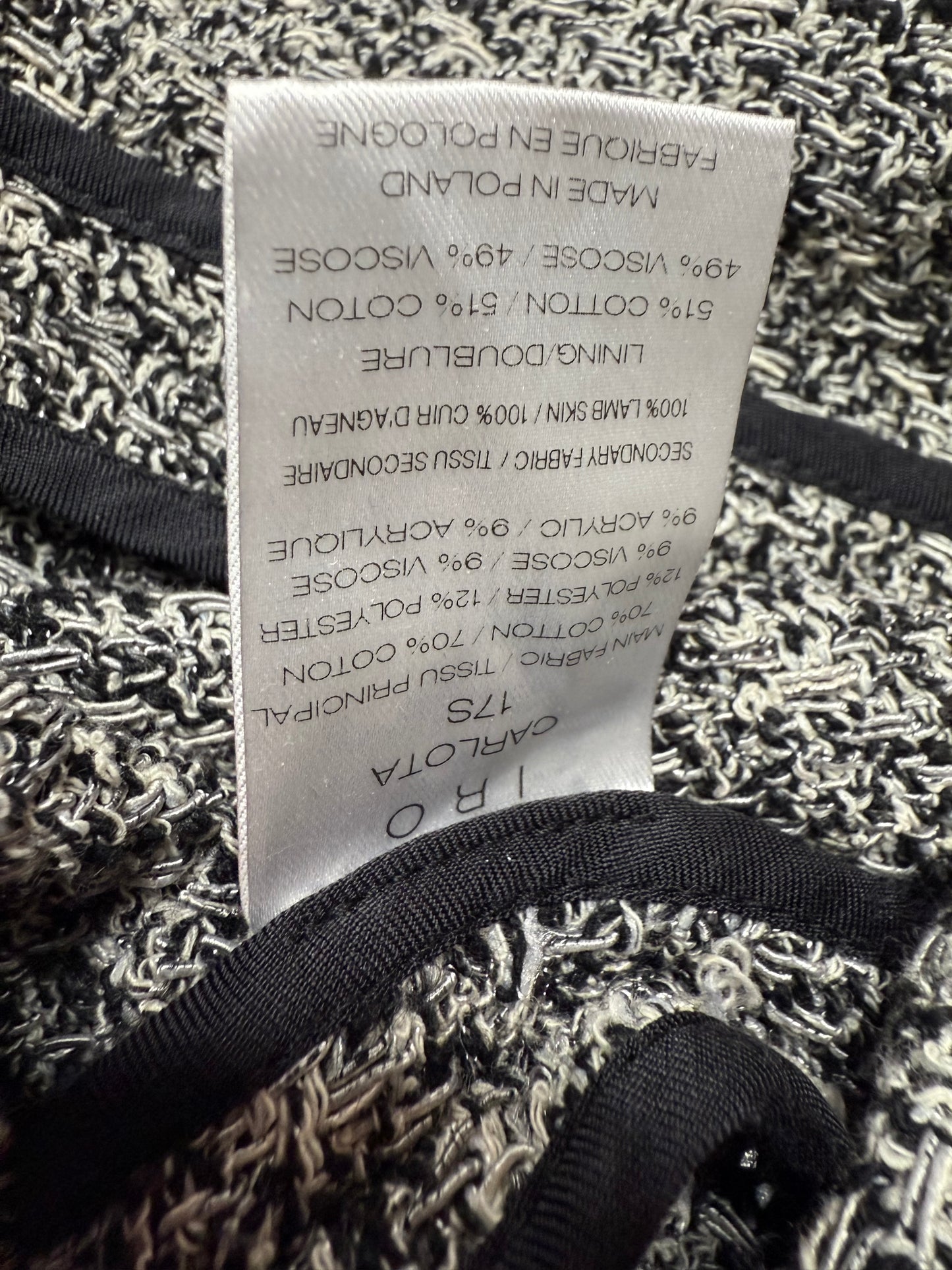 IRO Carlota Tweed Bouclé Asymmetrical Zip Jacket Gray Frayed Trim Size 36 (4)